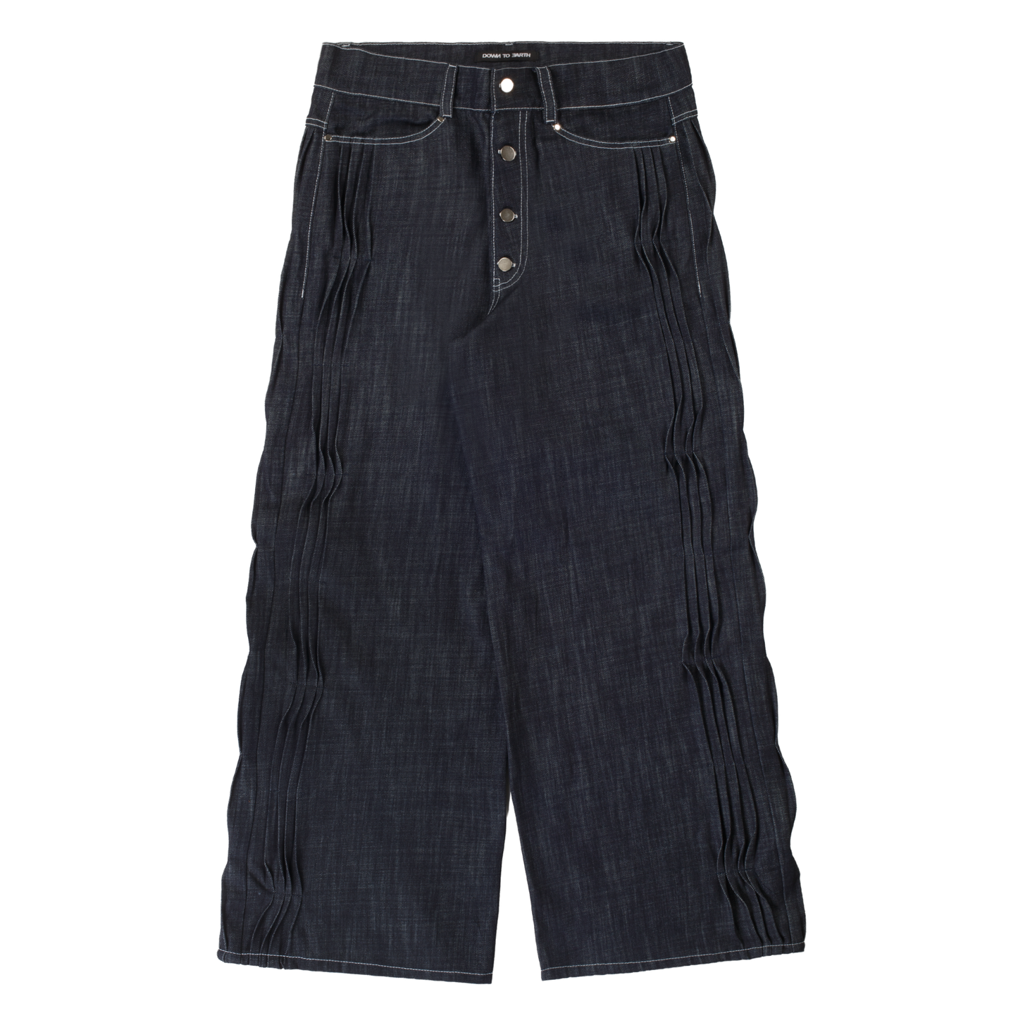 'distorted' wavy pleated raw denim pants