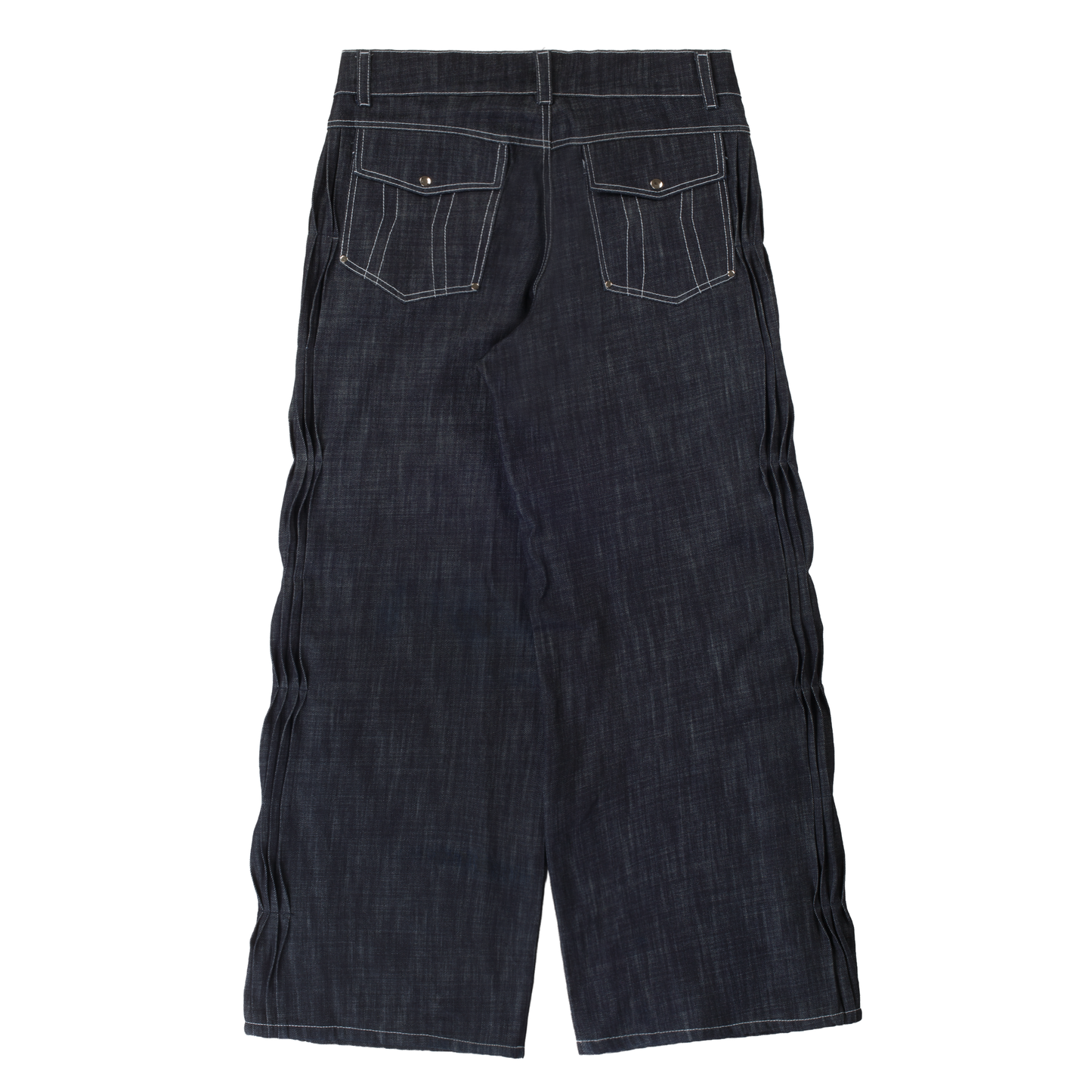 'distorted' wavy pleated raw denim pants