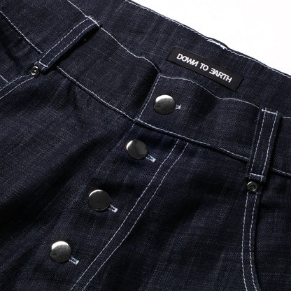 'Uniform' pleated raw denim jorts